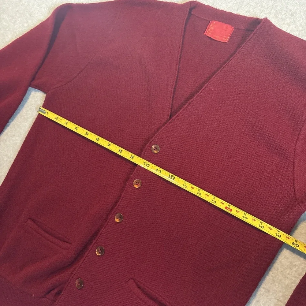 Vtg Kings Road Sears Cardigan Sweater Men's Sz M Dk Red Orlon Acrylic Sw1